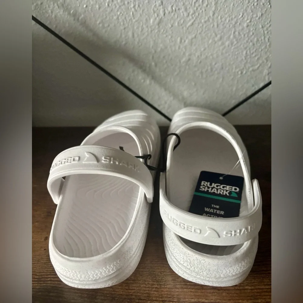 White Shimmery Slip-On Kids Girls Clog Sandals Size 1